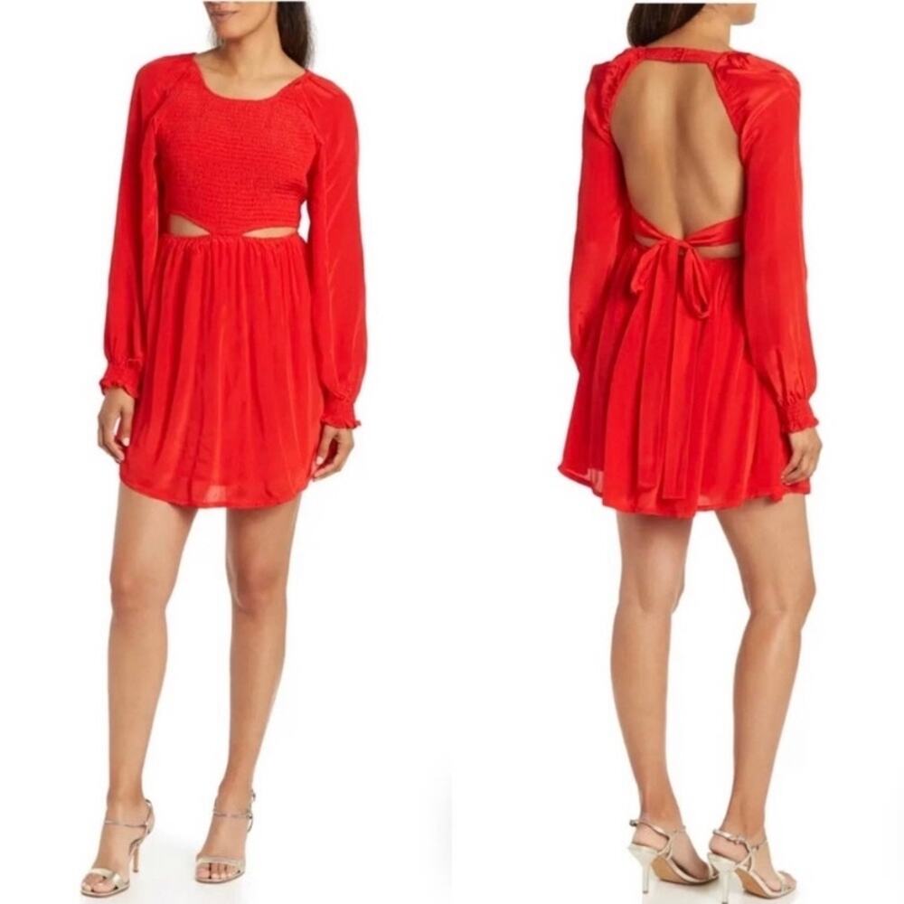 NWT Shahida Parides Cut Out Mini Dress Red Silk Beach Resort Vacation Size S